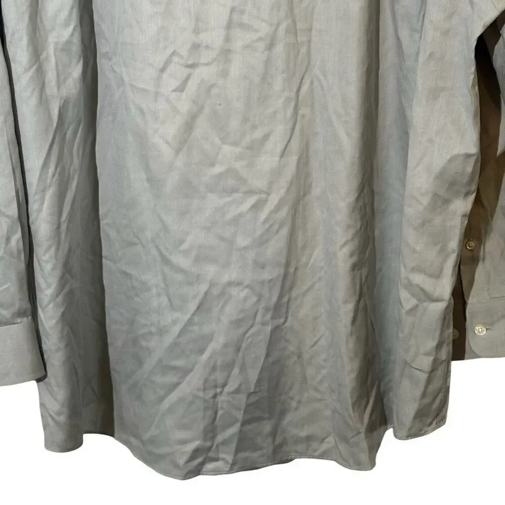 Joseph Abboud No Wrinkle Gray Herringbone Egyptian Cotton Dress Shirt 19 34/35